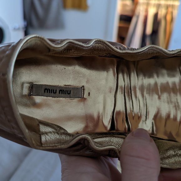 Miu Miu Tan/Silver Ballet flats. Size 40 - Picture 4 of 5